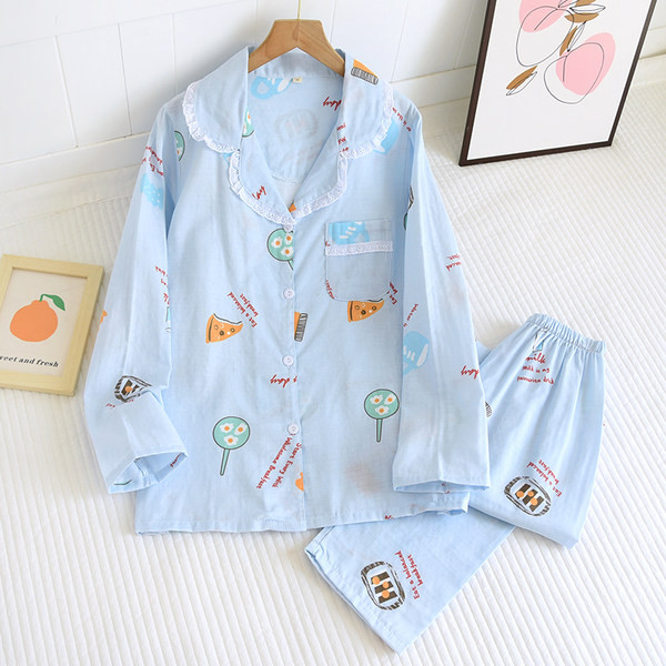 Novi model ženske pidžame sa printom i čipkom - dva komada