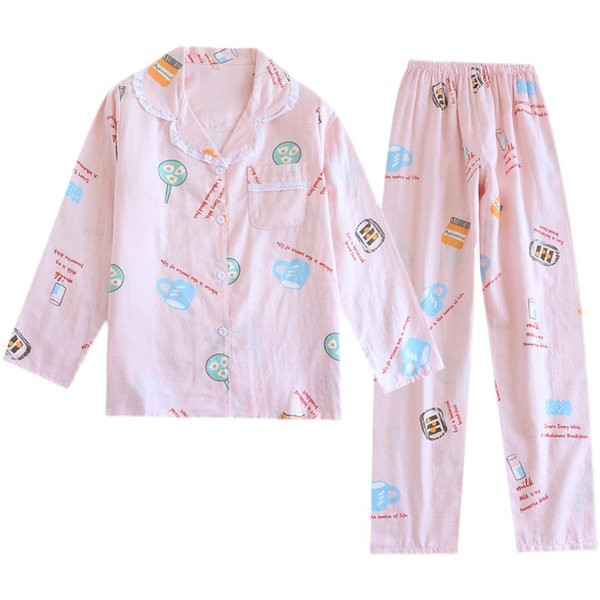 Novi model ženske pidžame sa printom i čipkom - dva komada