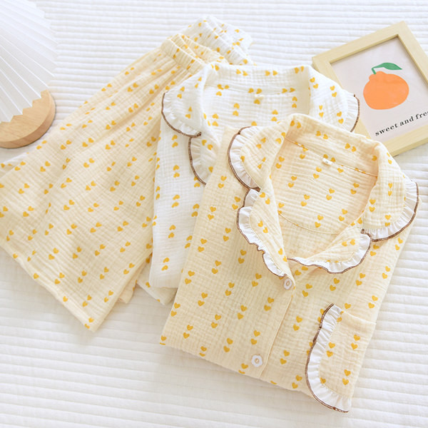 Pamučna dvodijelna ljetna pidžama s gumbima