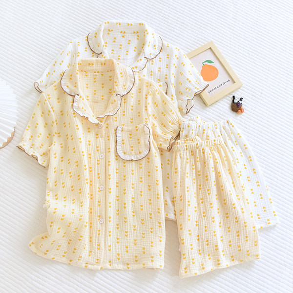 Pamučna dvodijelna ljetna pidžama s gumbima