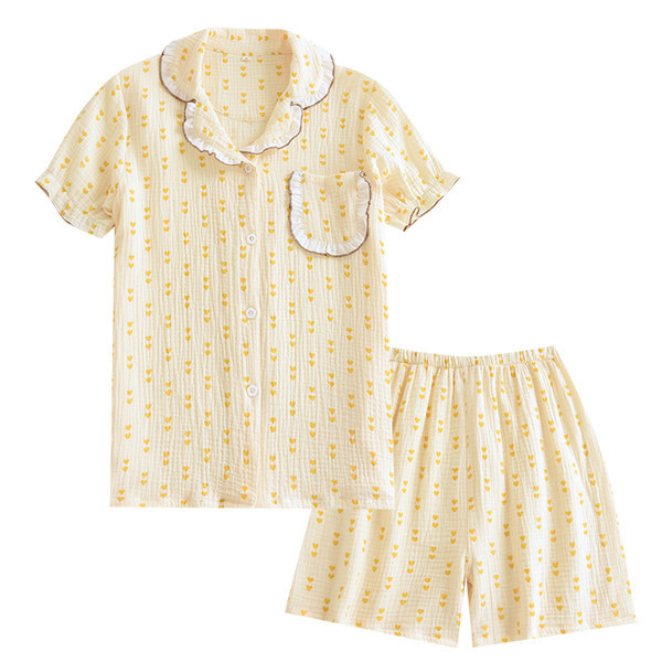 Pamučna dvodijelna ljetna pidžama s gumbima