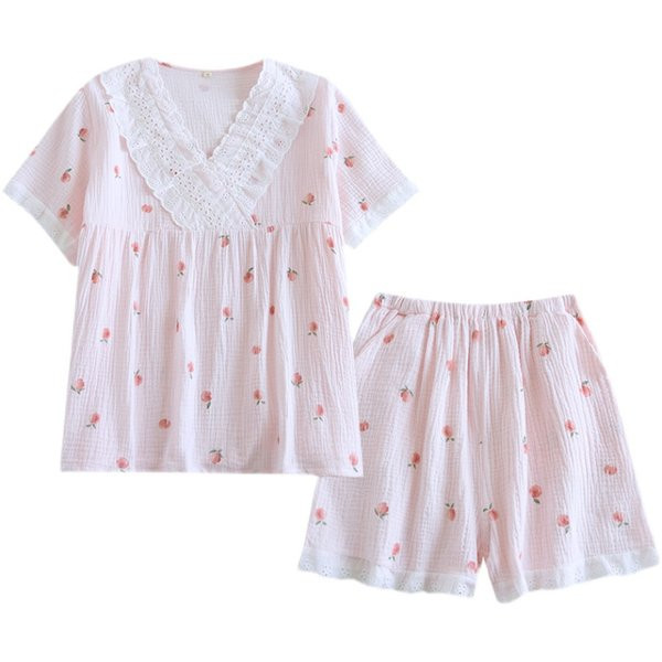 Γυναικείες πιτζάμες με φλοράλ μοτίβο - μπλούζα και σορτς