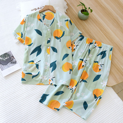 Νέο μοντέλο γυναικεία πιτζάμες μπλούζα με κουμπιά με πάτο 3/4