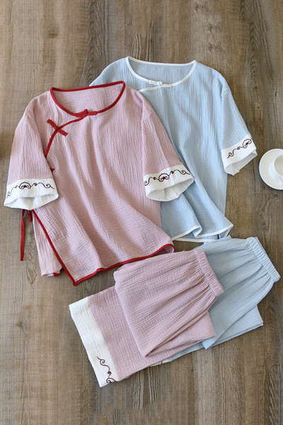 Дамска пижама с бродерия -две части