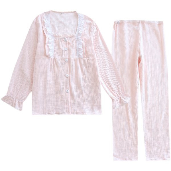 Pijamale de damă din două piese cu decolteu pătrat și broderie