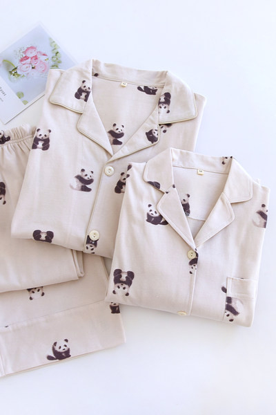 Пролетна дамска пижама  с дълъг ръкав от две части 