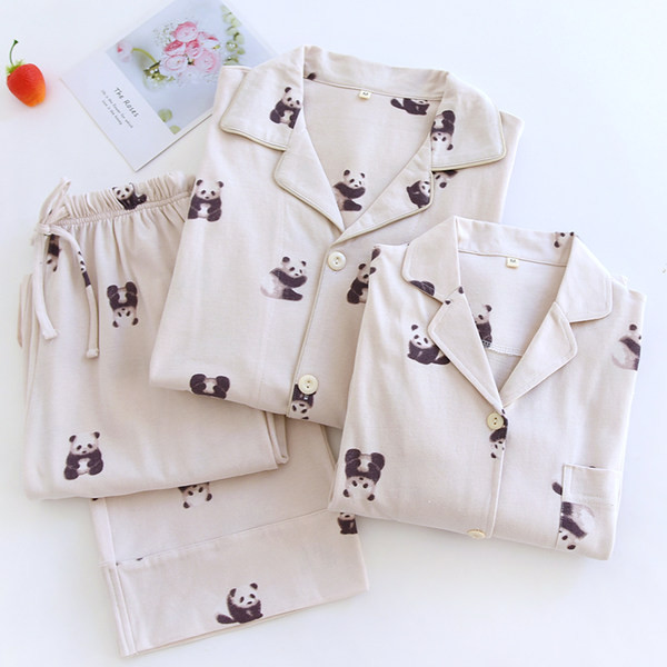 Пролетна дамска пижама  с дълъг ръкав от две части 