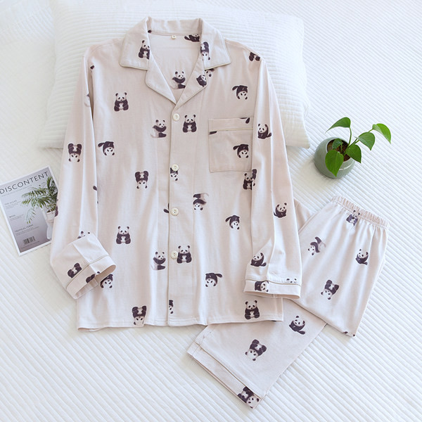 Пролетна дамска пижама  с дълъг ръкав от две части 