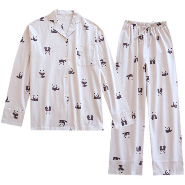 Пролетна дамска пижама  с дълъг ръкав от две части 