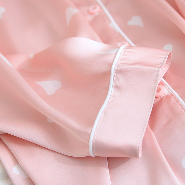 Ženska satenska pidžama srce - dvodijelni set