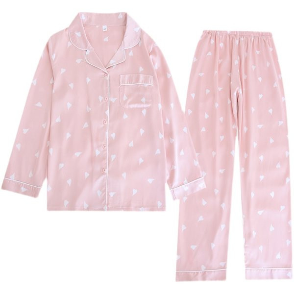 Ženska satenska pidžama srce - dvodijelni set