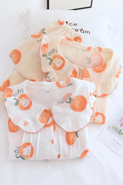 Pamučna pidžama s ovratnikom i kovrčama