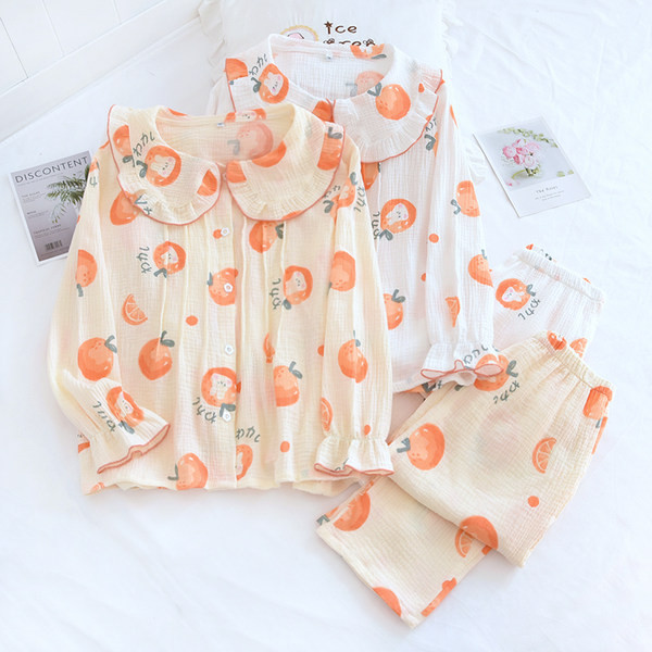 Pamučna pidžama s ovratnikom i kovrčama