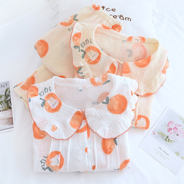 Pamučna pidžama s ovratnikom i kovrčama