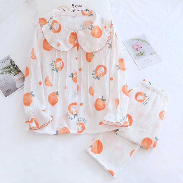 Pamučna pidžama s ovratnikom i kovrčama