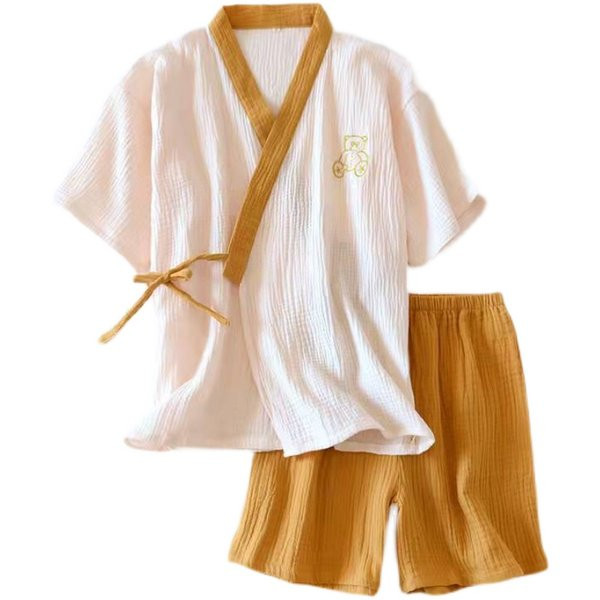 Ženska ljetna pidžama tipa kimono s vezom