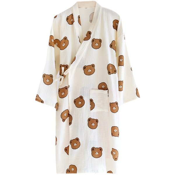 Pamučni kućni ogrtač s asimetričnim kopčanjem