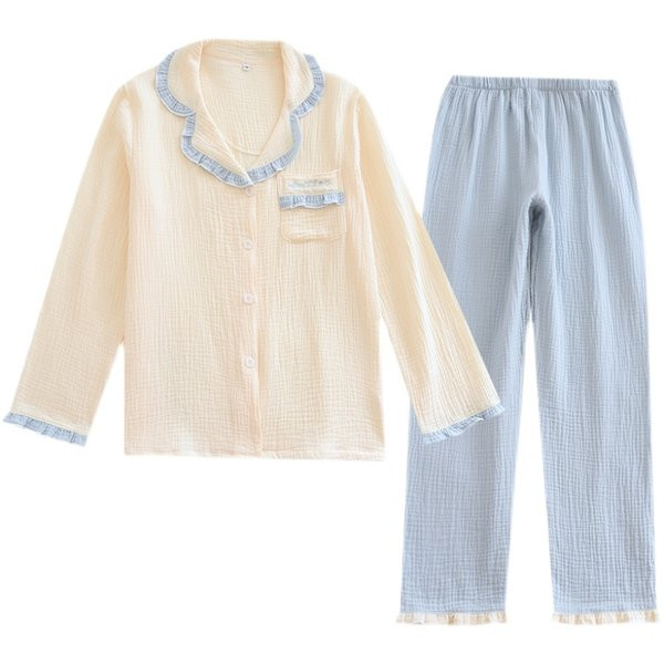 Πυτζάμες - μπλούζα  με κουμπιά και μακρύ παντελόνι