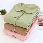 Едноцветна дамска пижама с панделки -две части