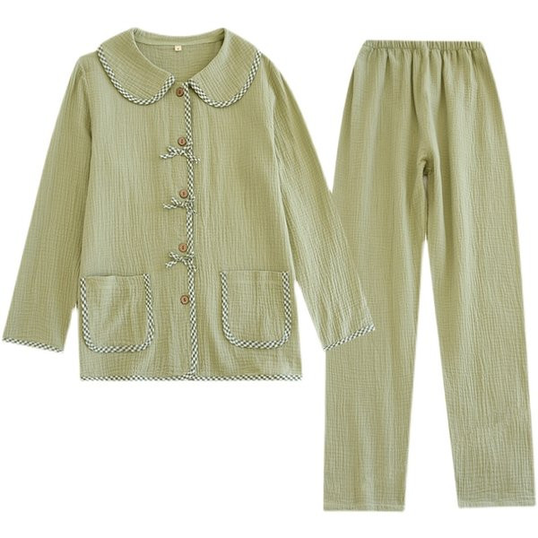 Едноцветна дамска пижама с панделки -две части