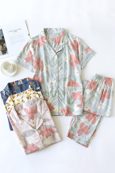 Ženska ljetna pidžama sa cvjetićima - dva komada
