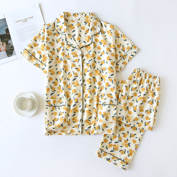 Ženska ljetna pidžama sa cvjetićima - dva komada