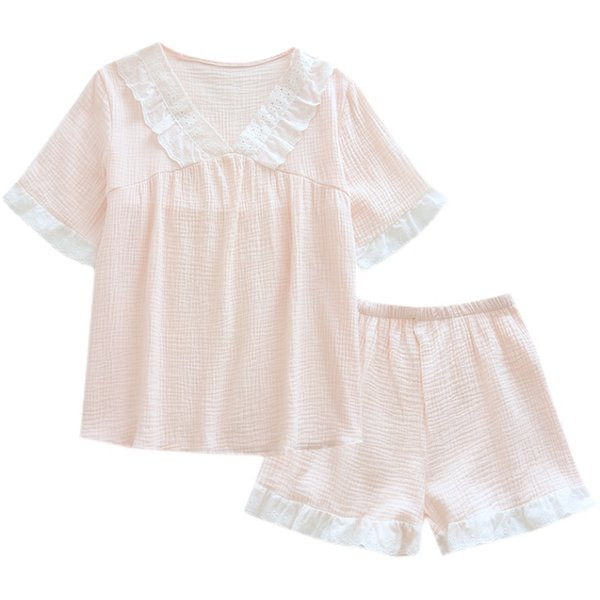 Γυναικείες καλοκαιρινές πιτζάμες από μπλούζα με λαιμόκοψη V και σορτς