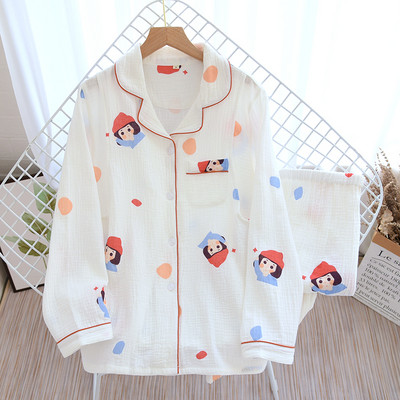 Βαμβακερές πιτζάμες με μακριά μανίκια και κουμπιά