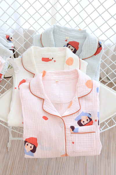 Βαμβακερές πιτζάμες με μακριά μανίκια και κουμπιά