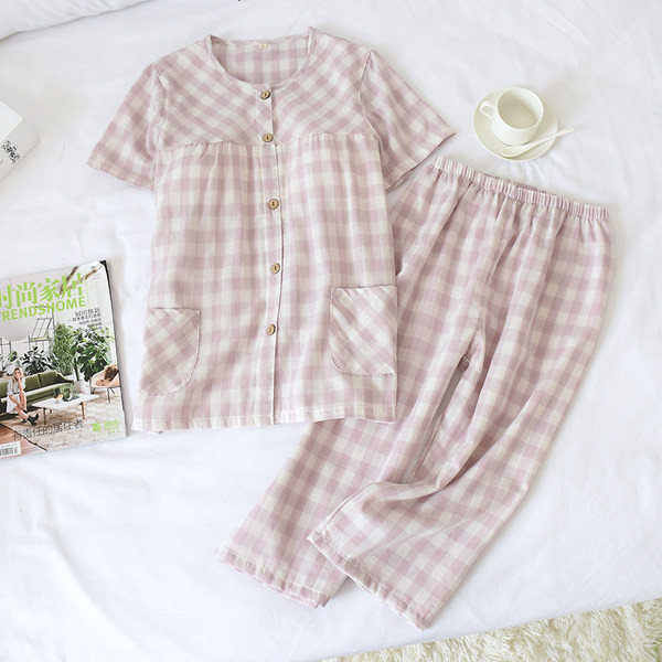 Καλοκαιρινό καρό μοτίβο πιτζάμας