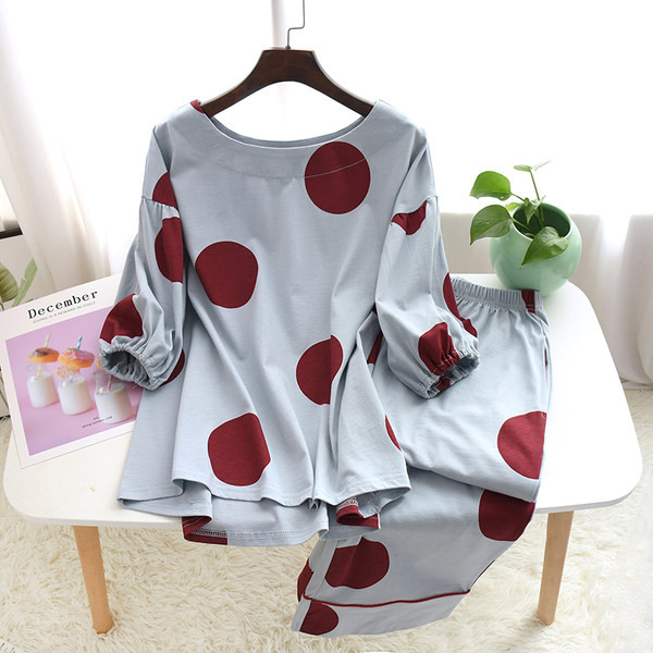 Ženska dvodijelna pamučna pidžama s 3/4 rukavima