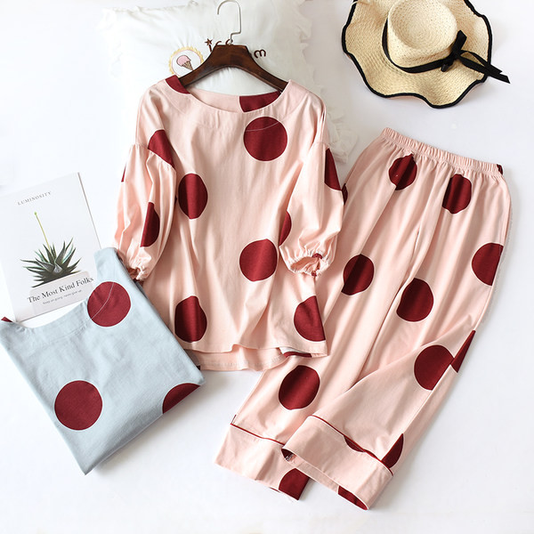 Ženska dvodijelna pamučna pidžama s 3/4 rukavima