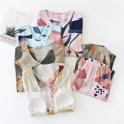 Set pijama dama din doua piese cu motive florale