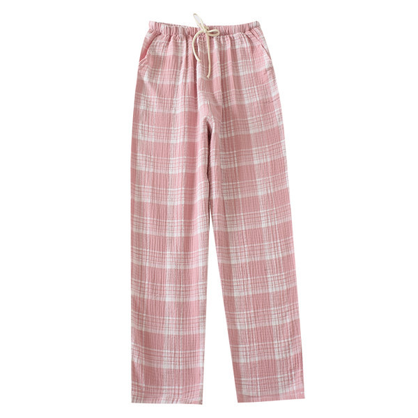 Дамско памучно  карирано долнище на пижама с връзки
