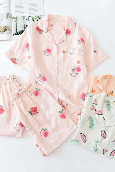 Пролетно-лятна дамска пижама с щампа -три части