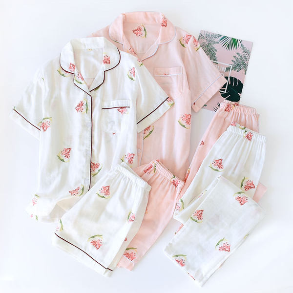 Пролетно-лятна дамска пижама с щампа -три части