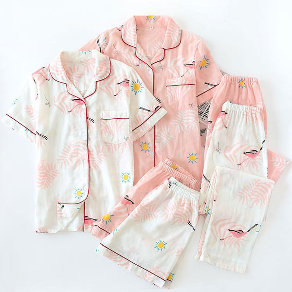 Пролетно-лятна дамска пижама с щампа -три части