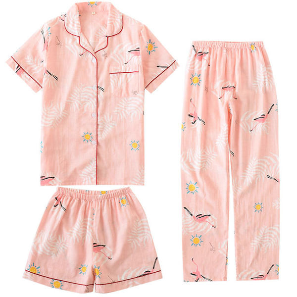 Пролетно-лятна дамска пижама с щампа -три части