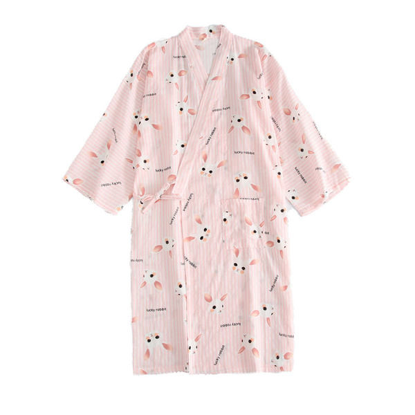 Βαμβακερό μπουρνούζι με ασύμμετρο κούμπωμα