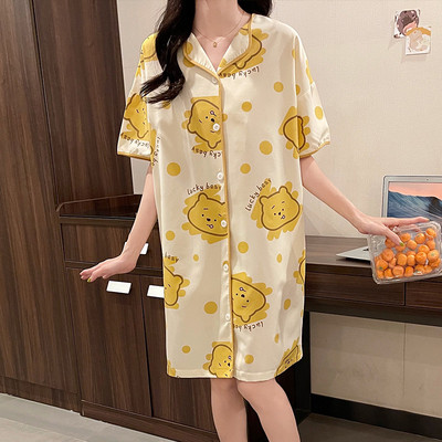 Καλοκαιρινό σατέν νυχτικό με κουμπιά