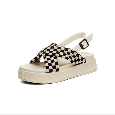 Γυναικεία πέδιλα  καρό με ίσια σόλα