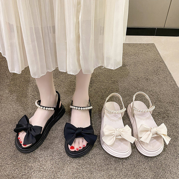 Ženske ležerne sandale s trakom i perlama