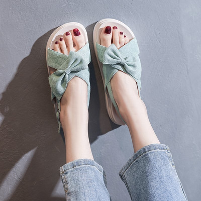 Casual πέδιλα σε eco suede με κορδέλα