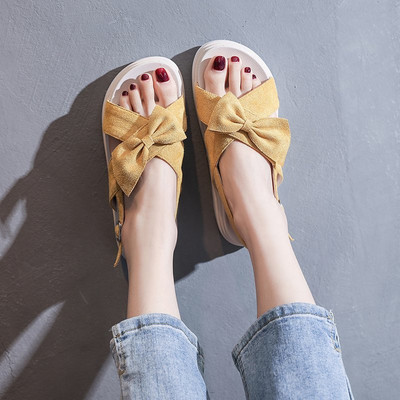 Casual πέδιλα σε eco suede με κορδέλα