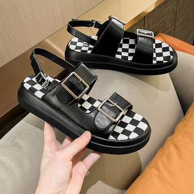 Γυναικεία οικολογικά δερμάτινα πέδιλα casual πόρπη