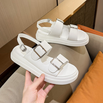 Γυναικεία οικολογικά δερμάτινα πέδιλα casual πόρπη