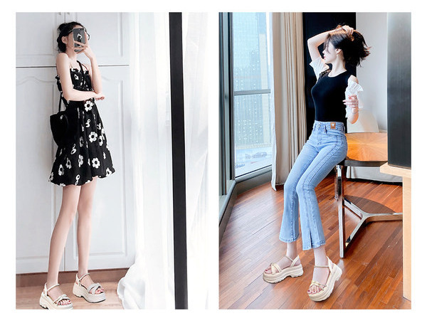 Alkalmi női szandál durva talppal, fehér színben