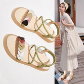 Дамски сандали с равна подметка от еко кожа