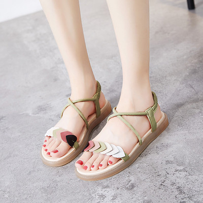 Дамски сандали с равна подметка от еко кожа