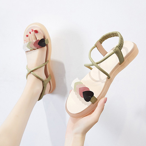 Дамски сандали с равна подметка от еко кожа 